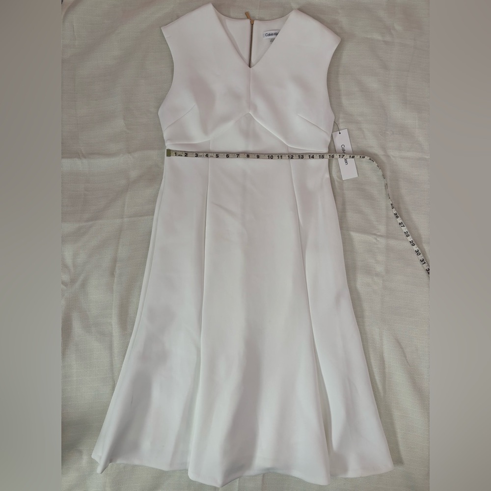 NWT Calvin Klein Sleeveless A-Line Midi Dress Sz 10 | Calvin Klein White Dress- - Picture 4 of 7